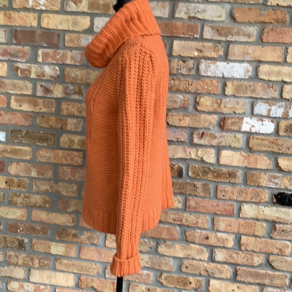 Banana Republic Turtleneck Chunky Sweater Orange Sz Small Italian Yarn - Picture 4 of 13
